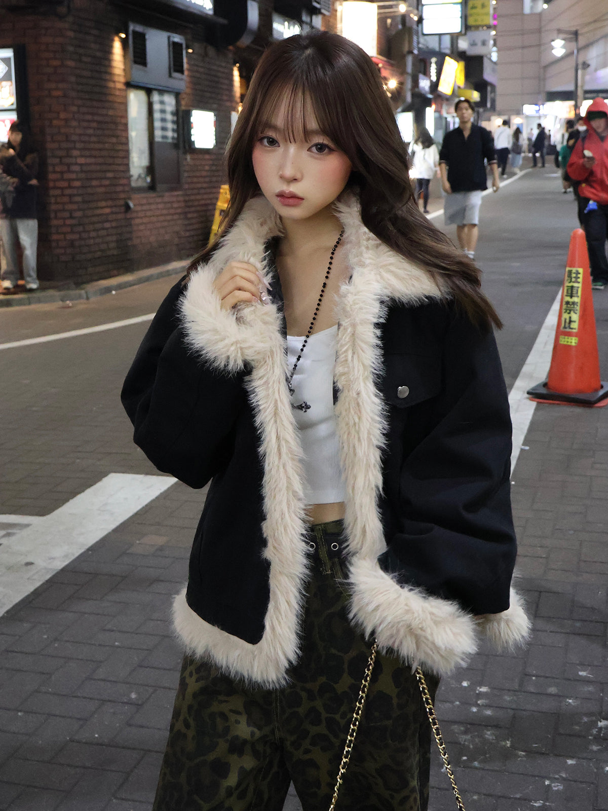 レオパードワイドストレートデニムパンツ