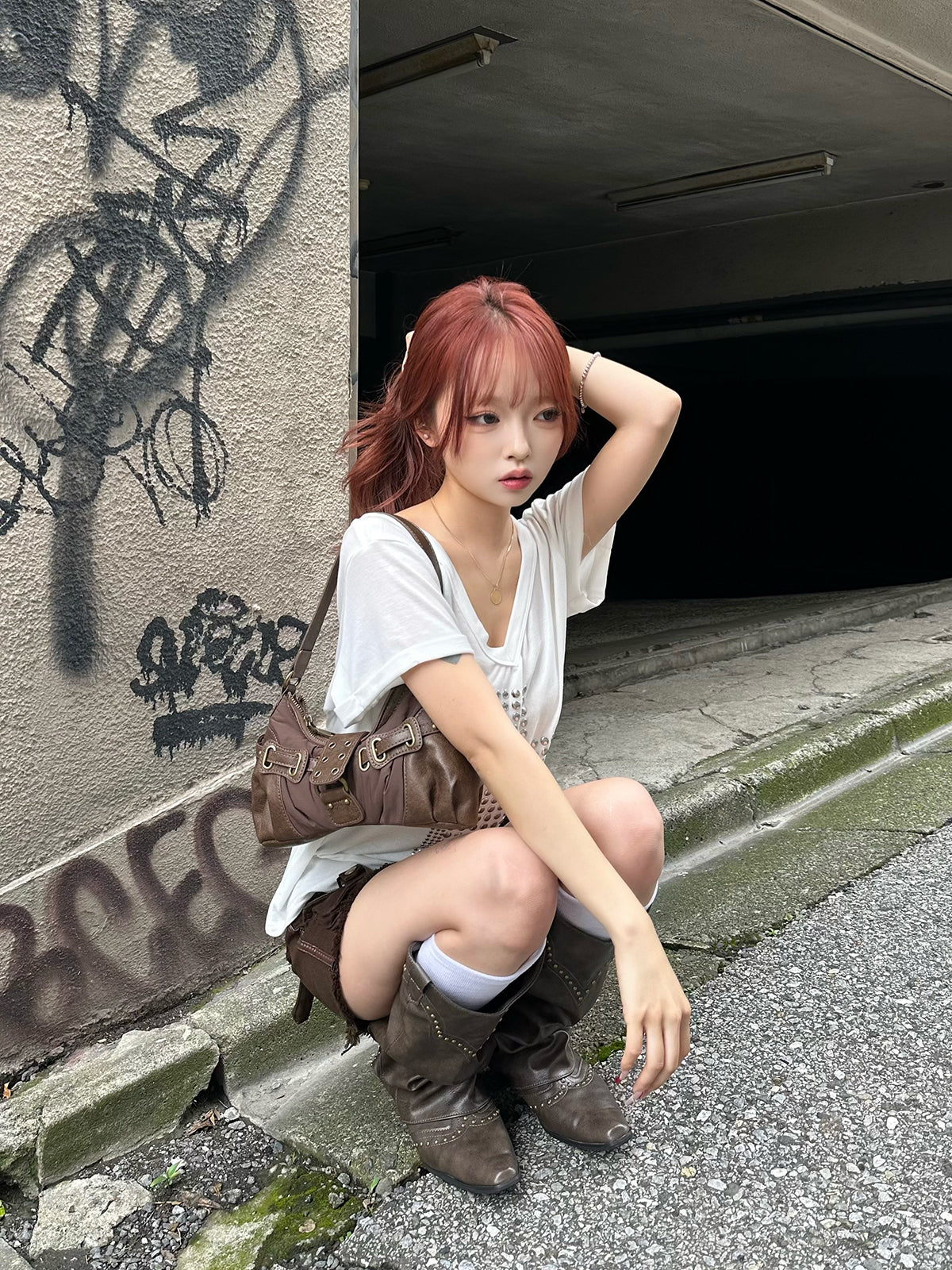 ギャザーベルトワンハンドルバッグ