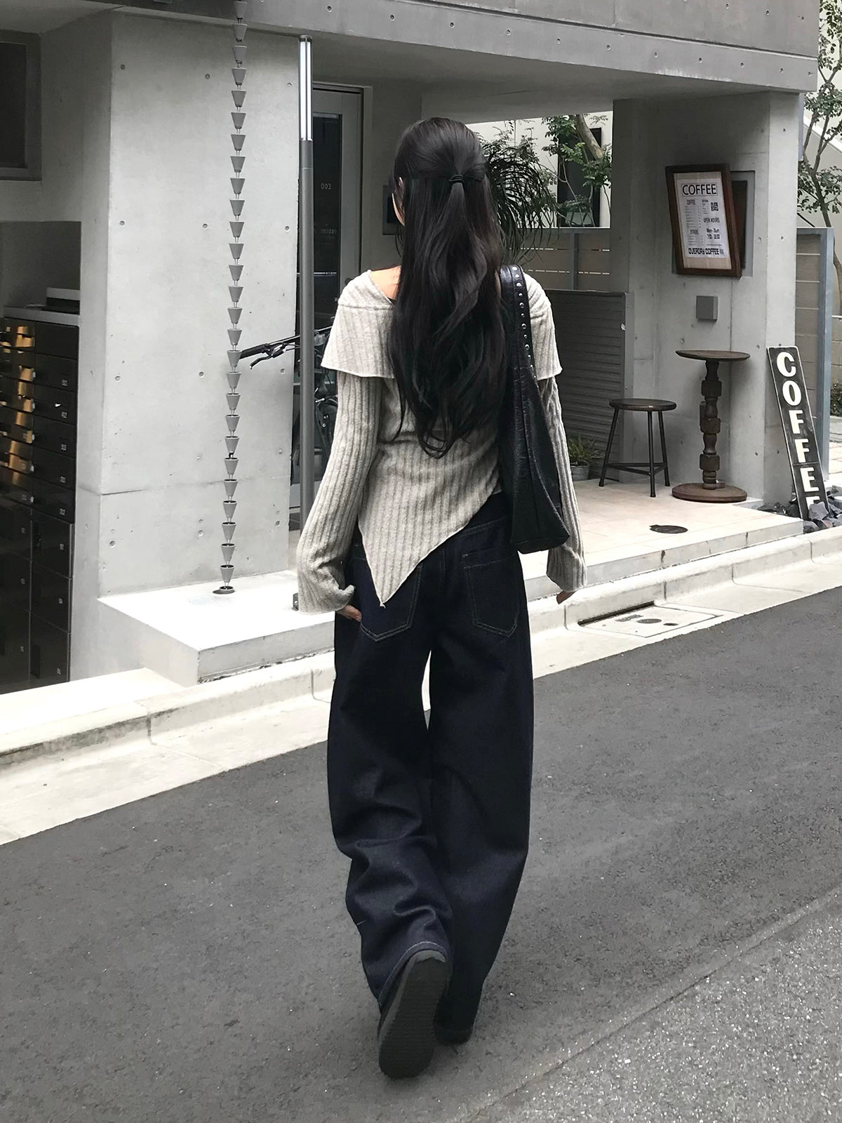 カーブバルーンワイドデニムパンツ