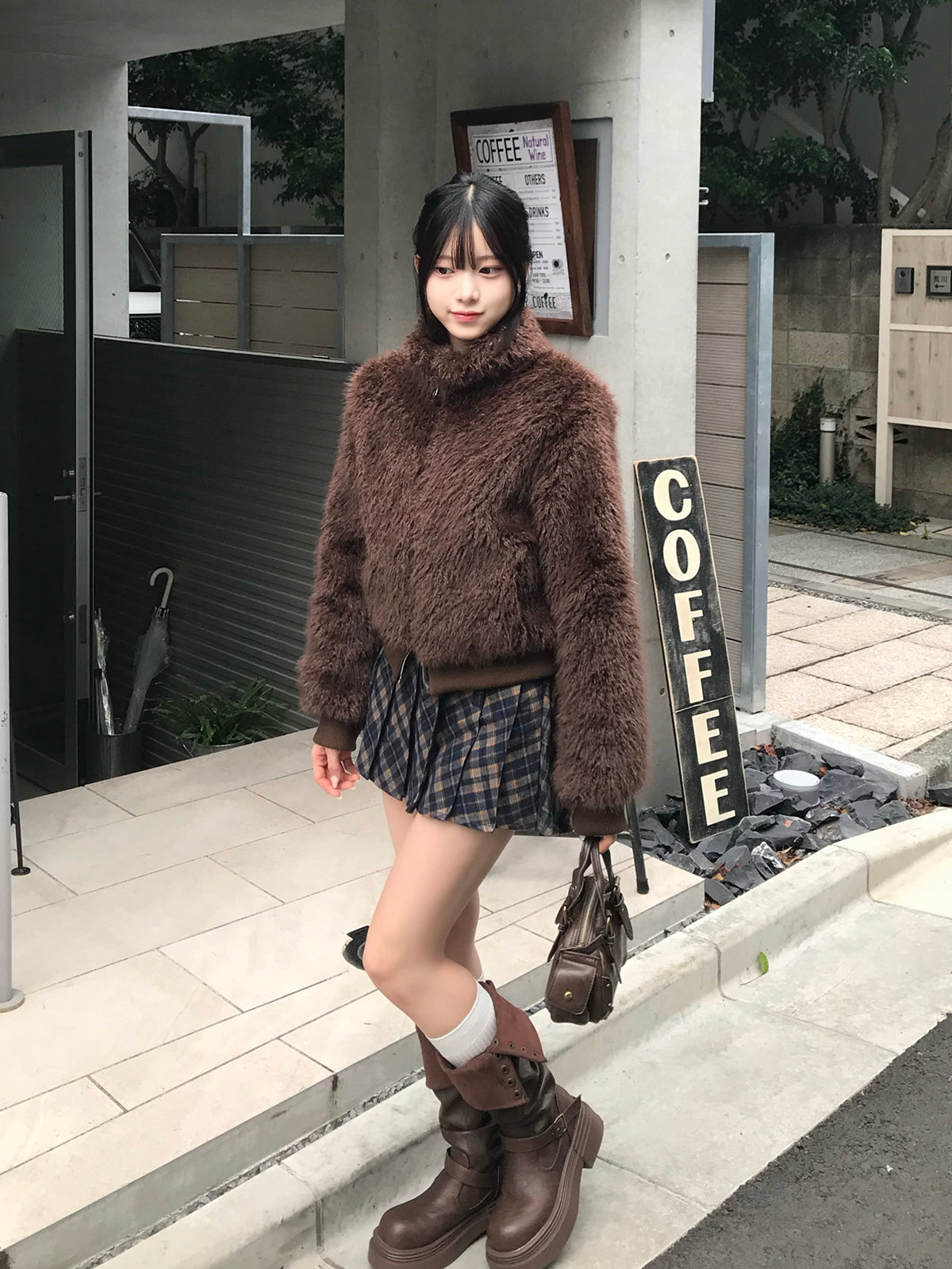 レトロチェックプリーツミニスカパン