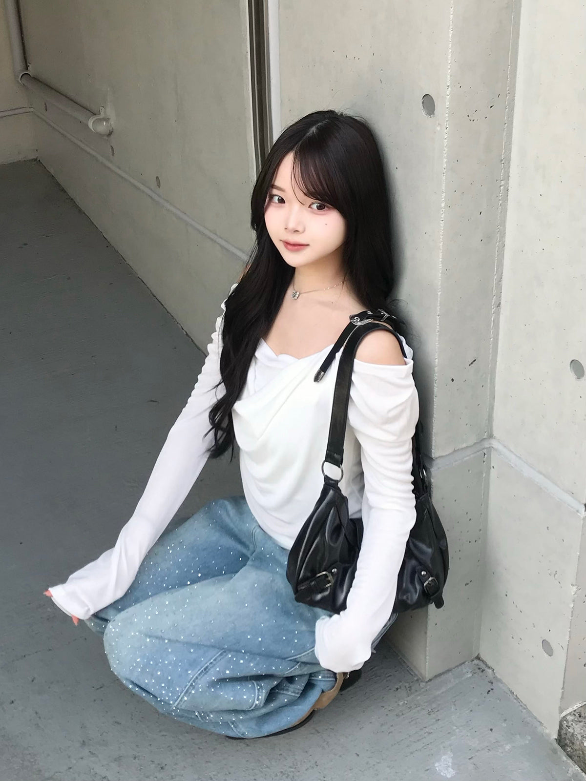 ベルトショルダーシアーカットソー