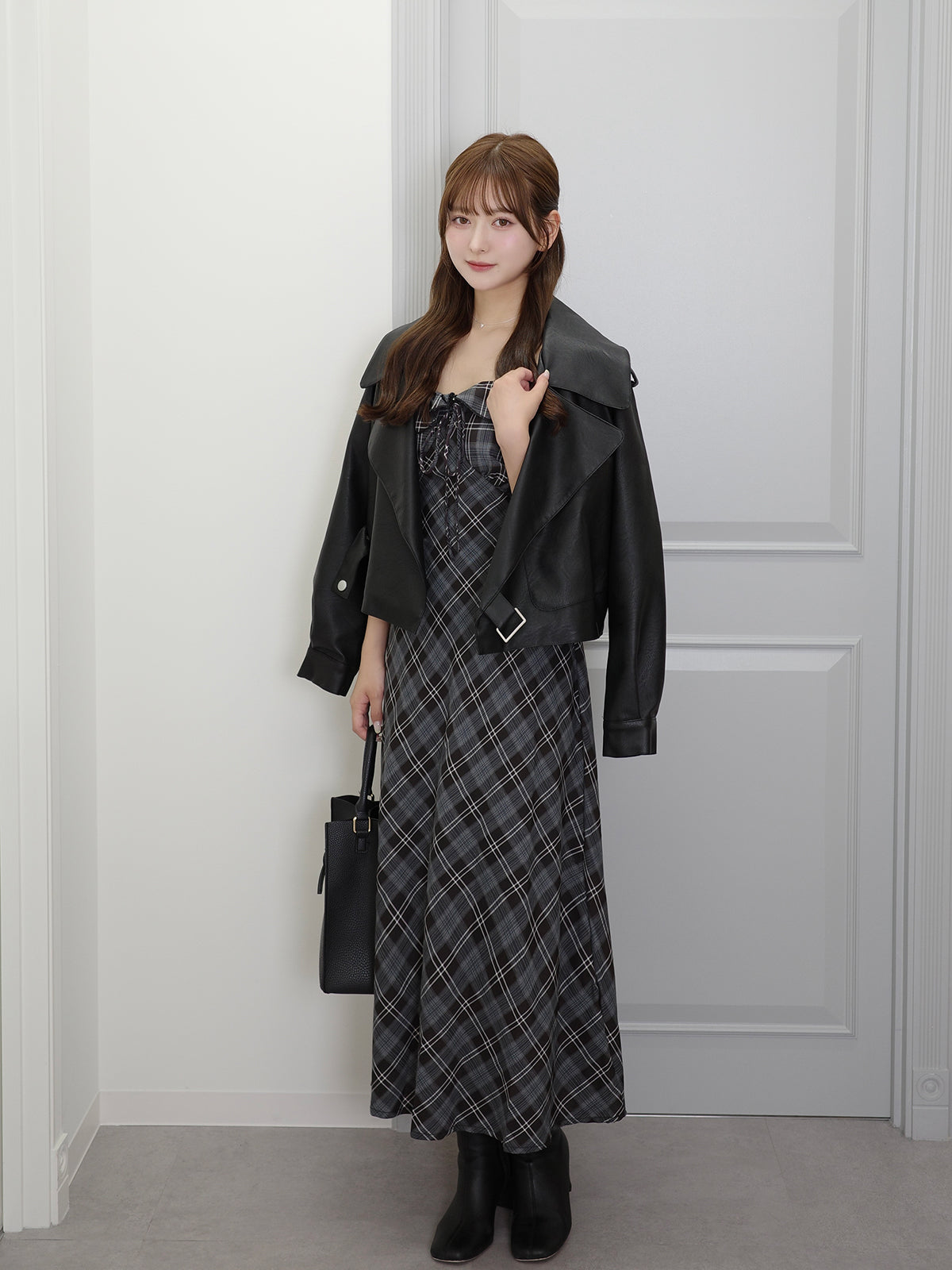 レザータッチビッグカラージャケット