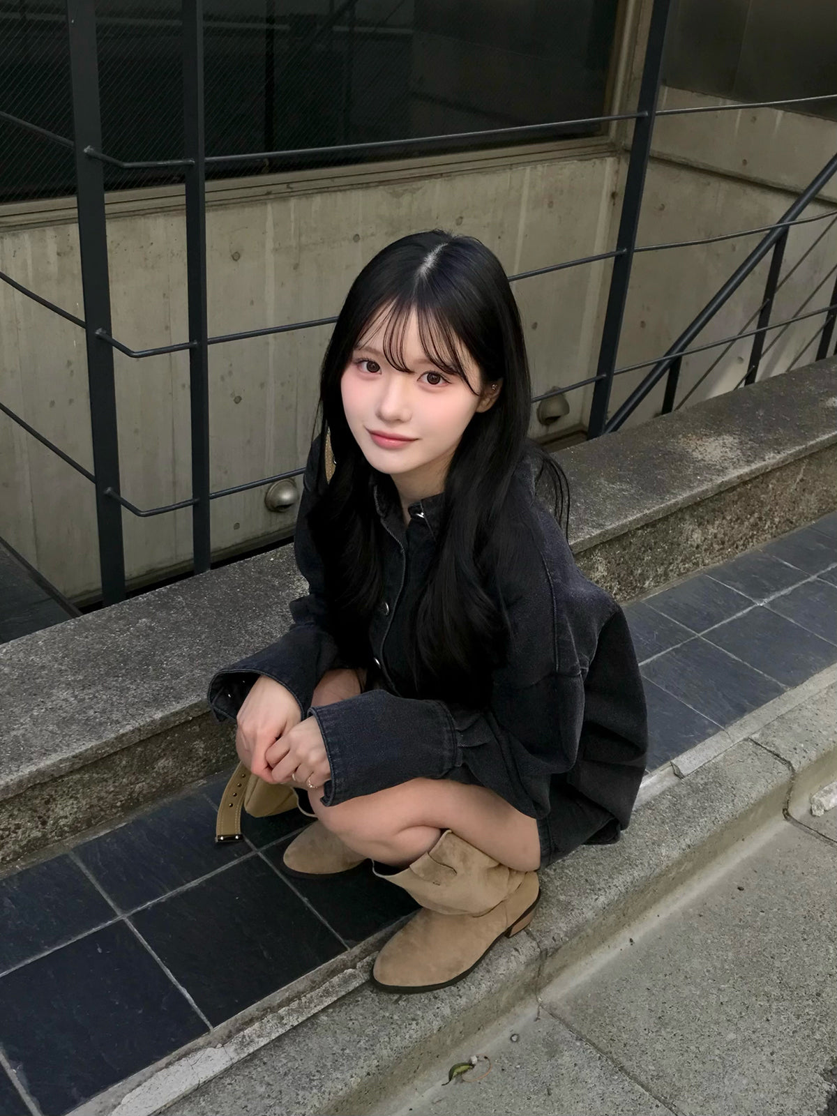 デニムラップショートパンツセットアップ