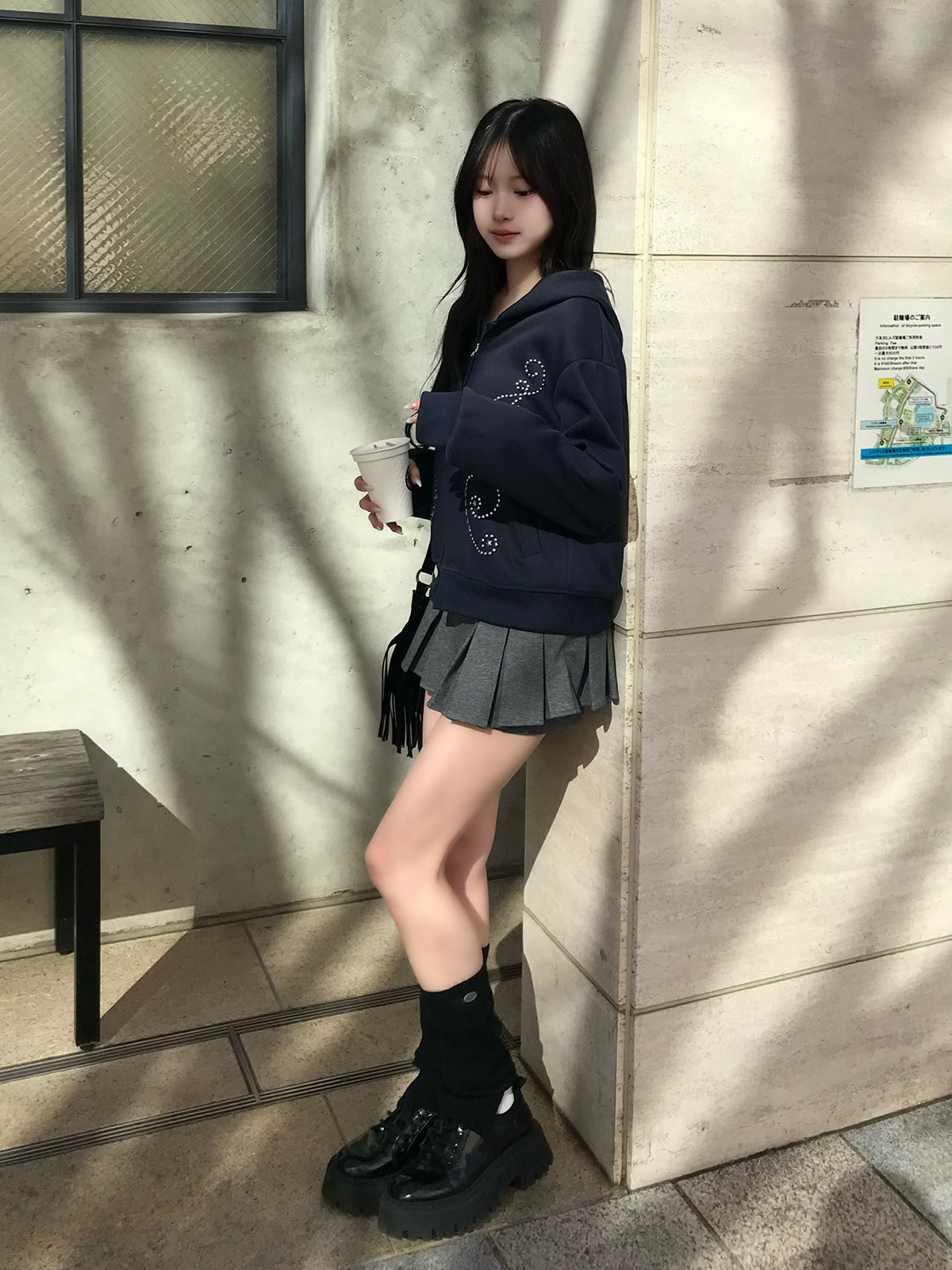 スタッズダブルジップパーカー