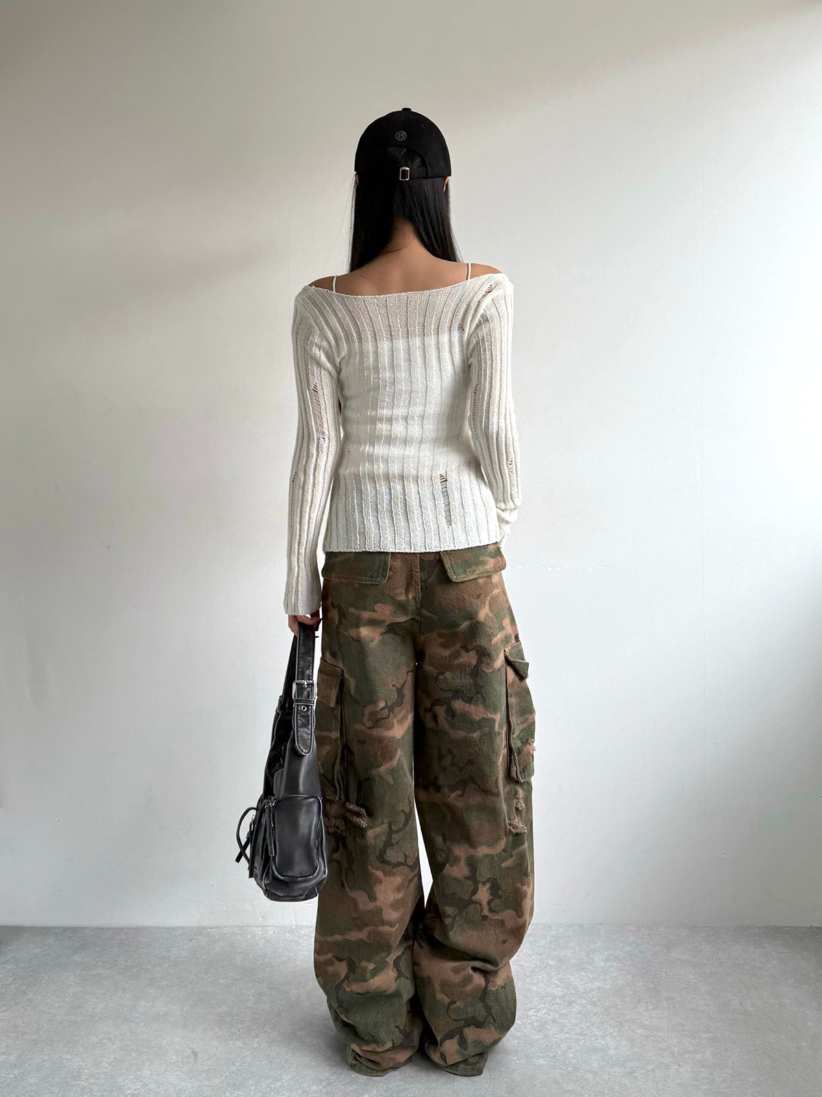 Camouflage Damage Cargo Denim Pants