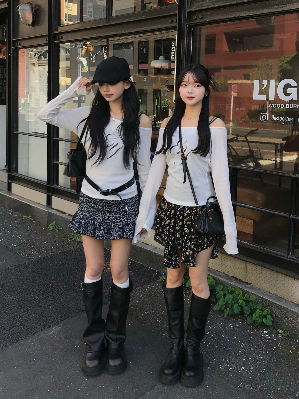 셔링 레오파드 미니스커트