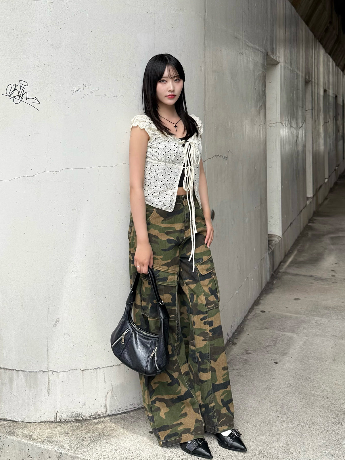 ミリタリーポケットカモフラデニムパンツ