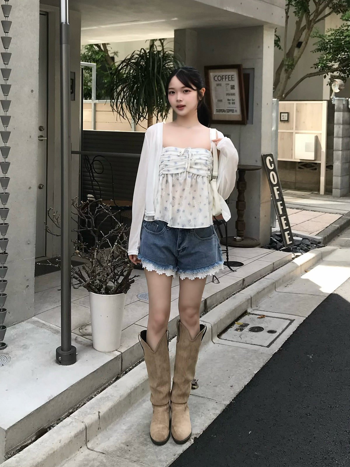 フラワーシアーキャミカーディガンセット