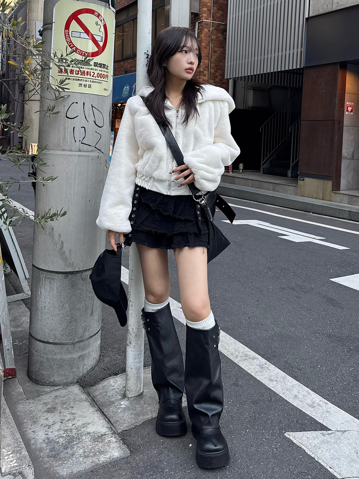 Pleated Hem Frill Mini Skirt