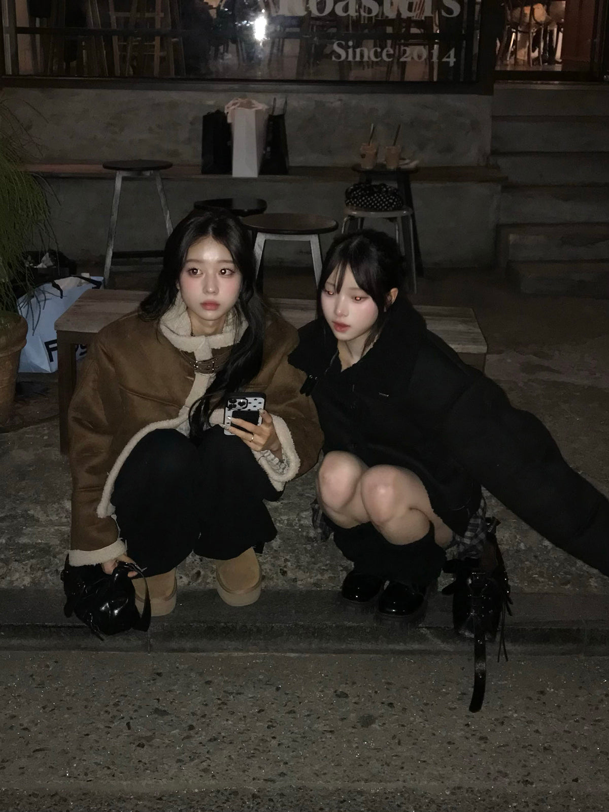 ムートンタッチバックルコート