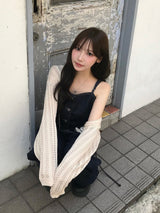 ルーズメッシュクロップドボレロ - ベージュ