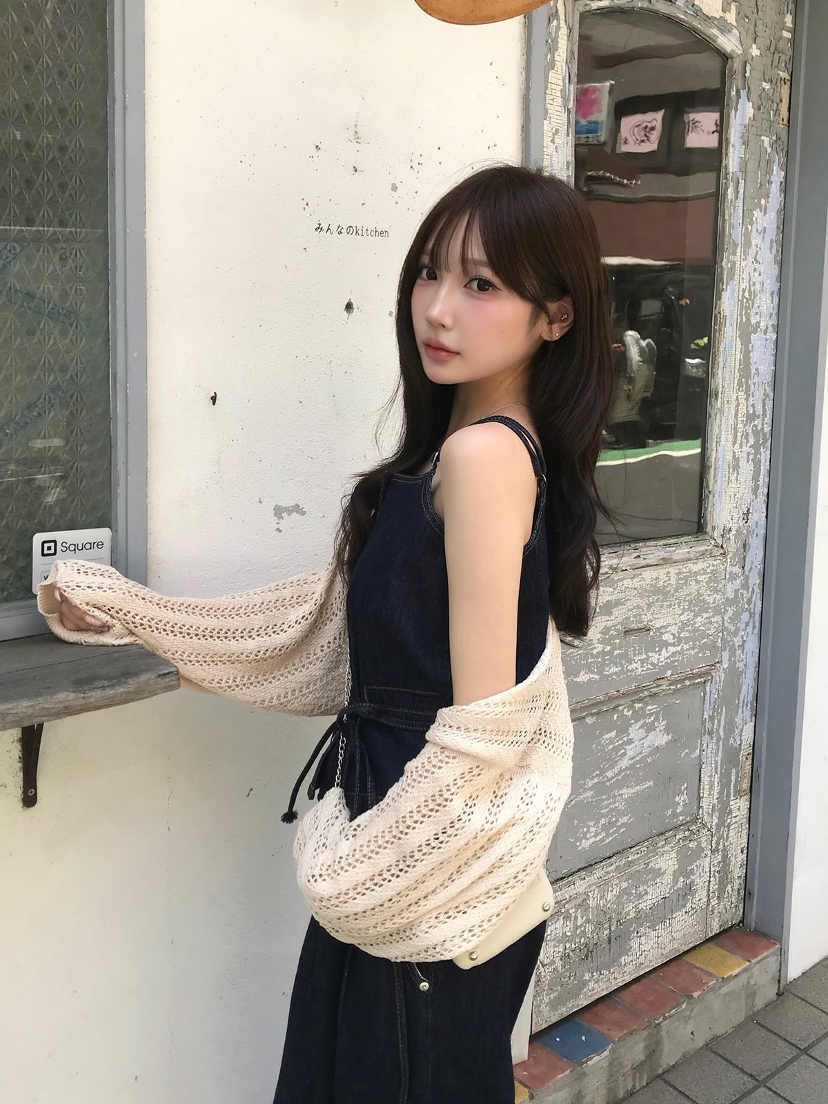 ルーズメッシュクロップドボレロ