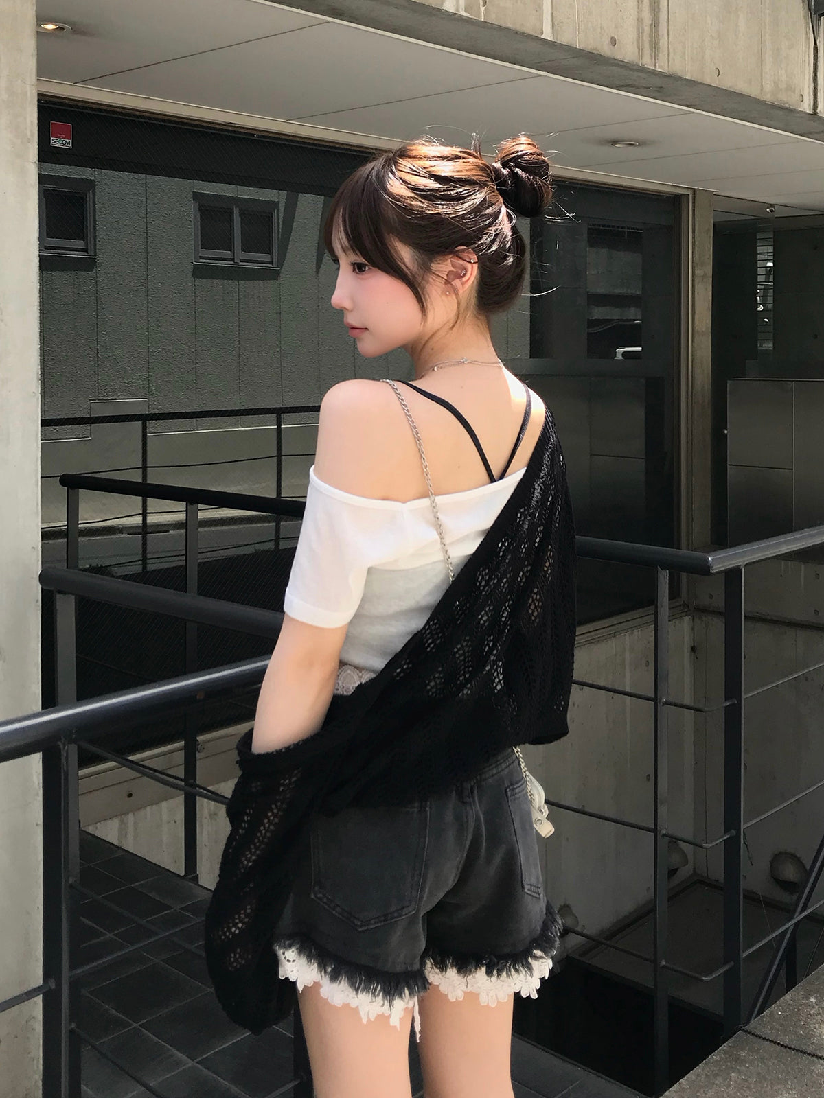 ルーズメッシュクロップドボレロ