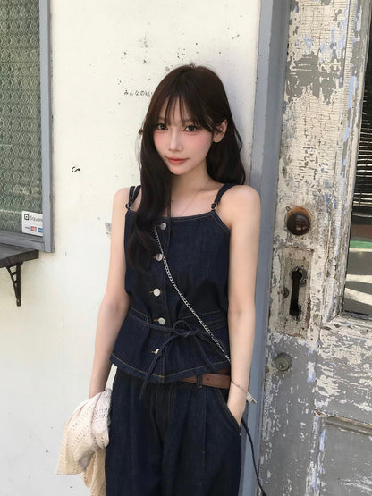 デニムタイキャミセットアップ