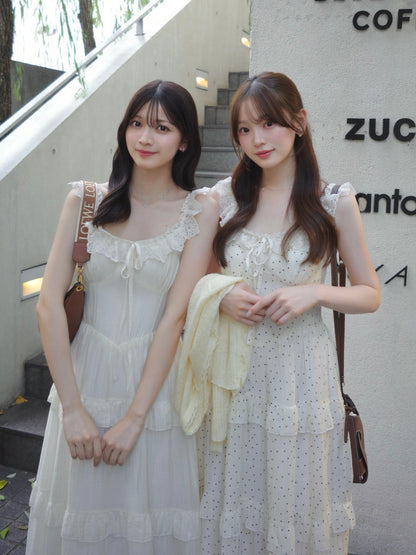 ショルダーレースティアードワンピース