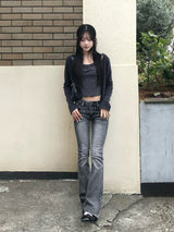Logo Flare Denim Pants - Black