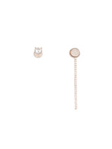 2wayグリッターチェーンマグネットピアス - ローズシルバー