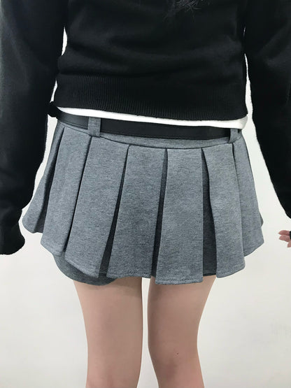 プリーツベルトミニスカパン