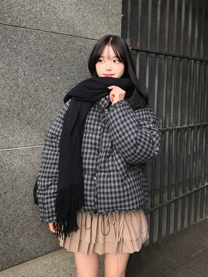 チェックパデッドボリュームブルゾン