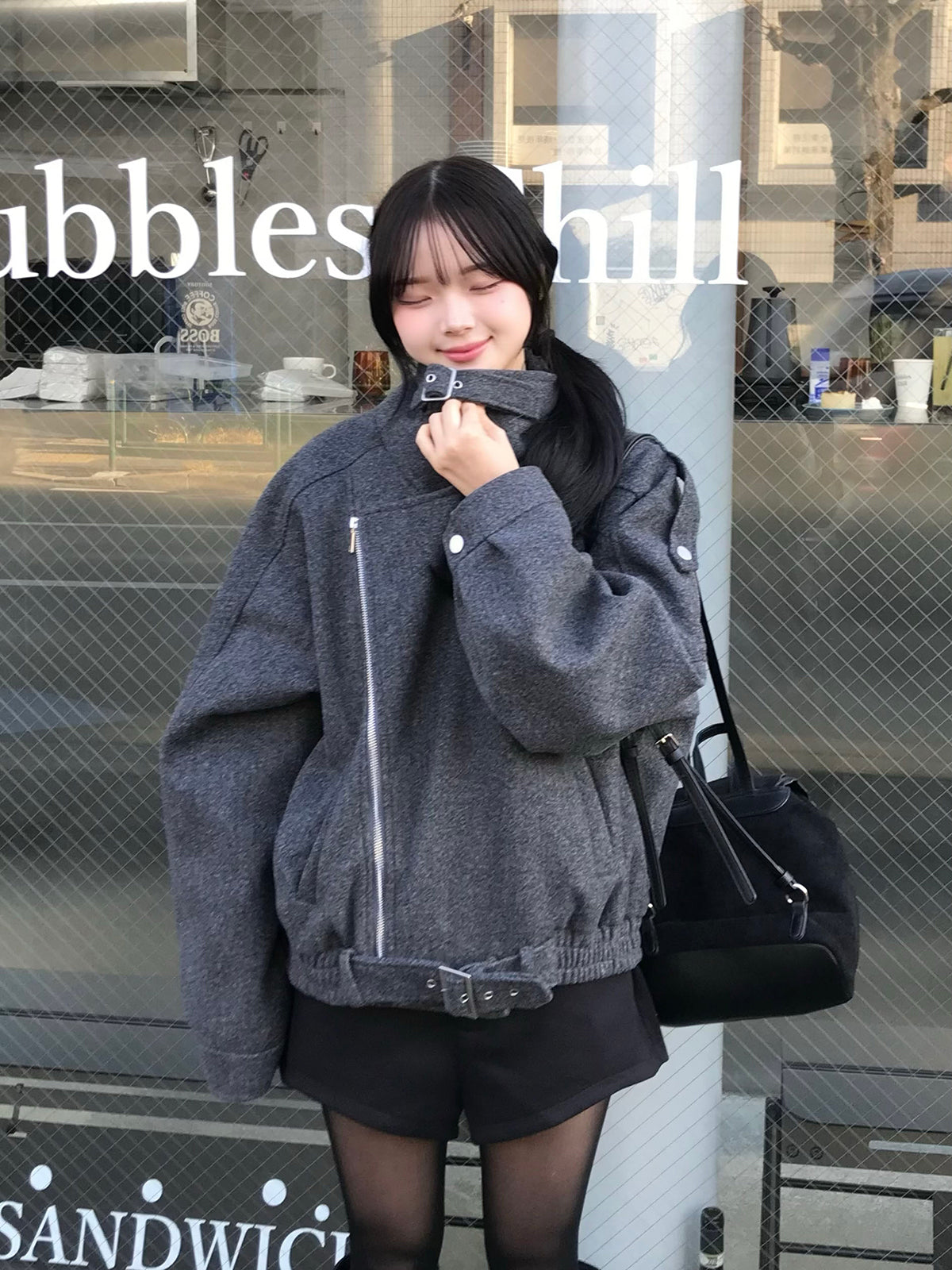 オーバーサイズライダースコート