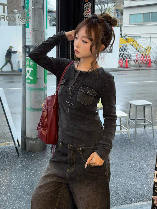 ウォッシュヘンリーネックカットソー