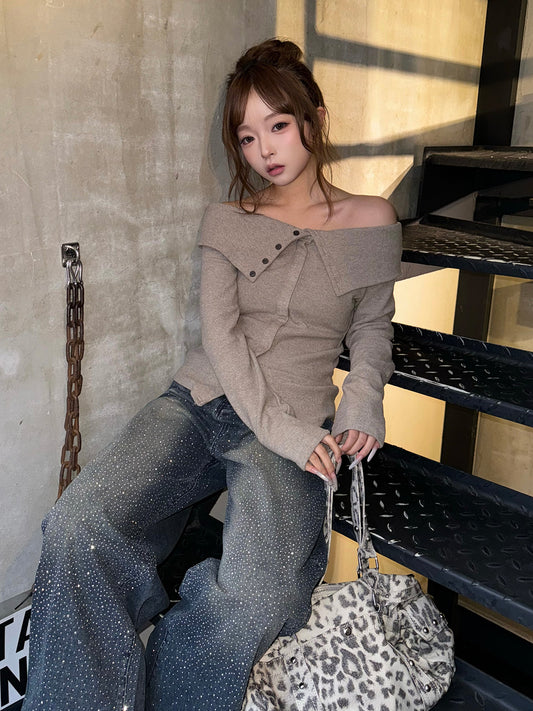 ソフトフリースオフショルカットソー