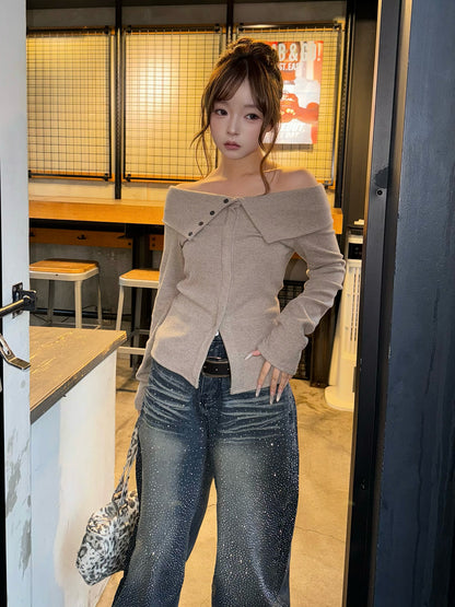 4/9★照片　柔软抓绒露肩打底衫