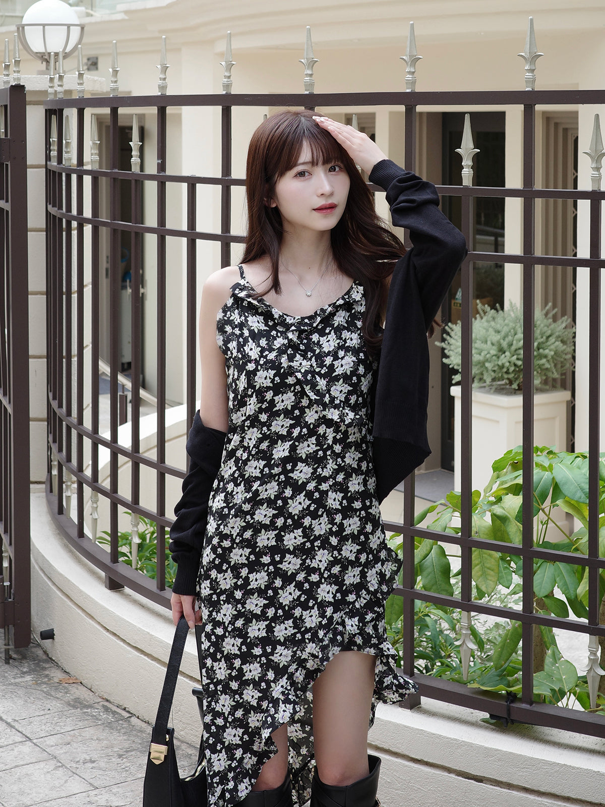 アシメフラワーキャミワンピセット