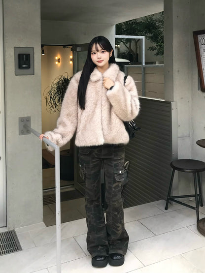 迷彩喇叭牛仔裤