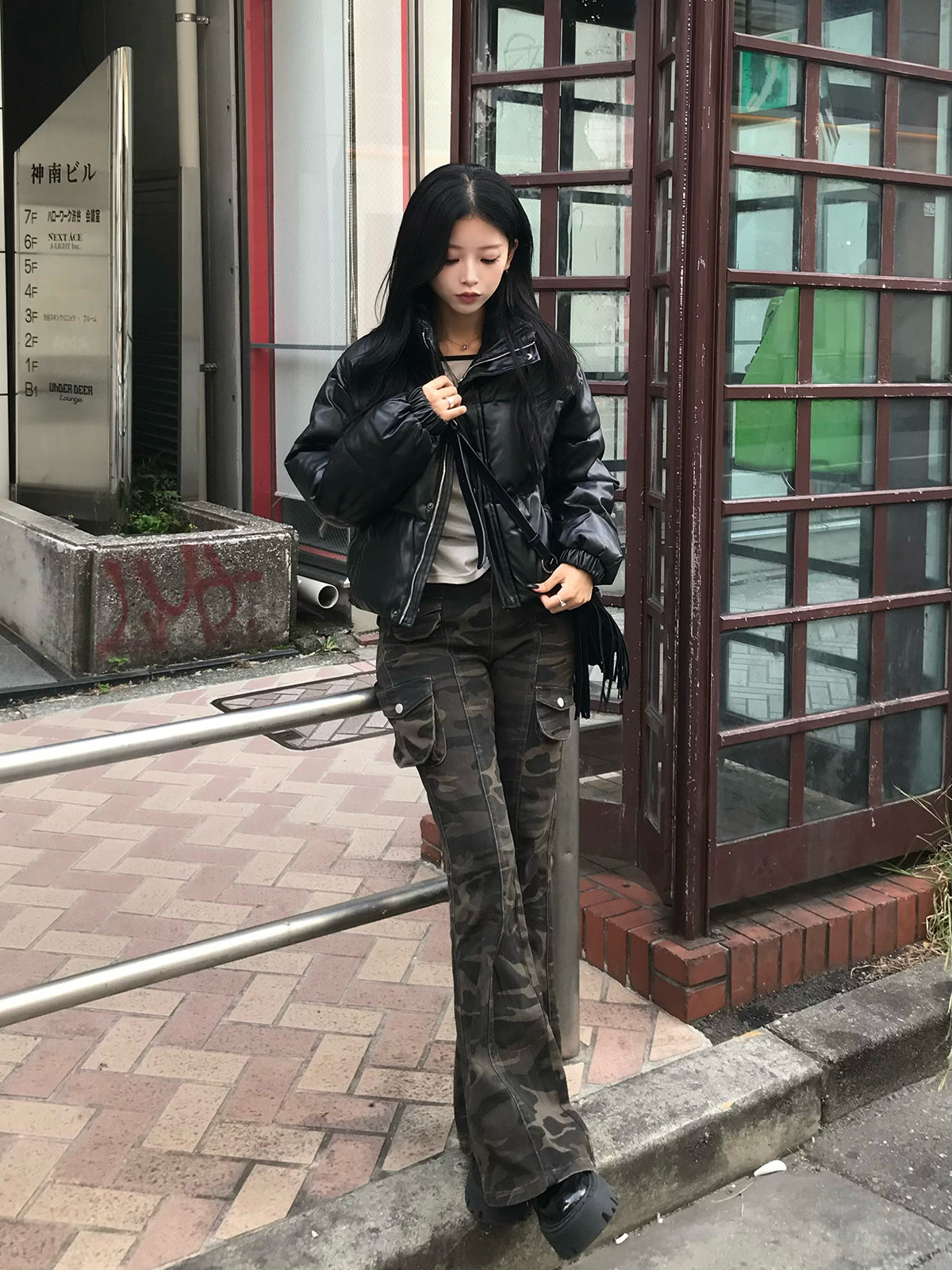 皮革触感加厚短款夹克