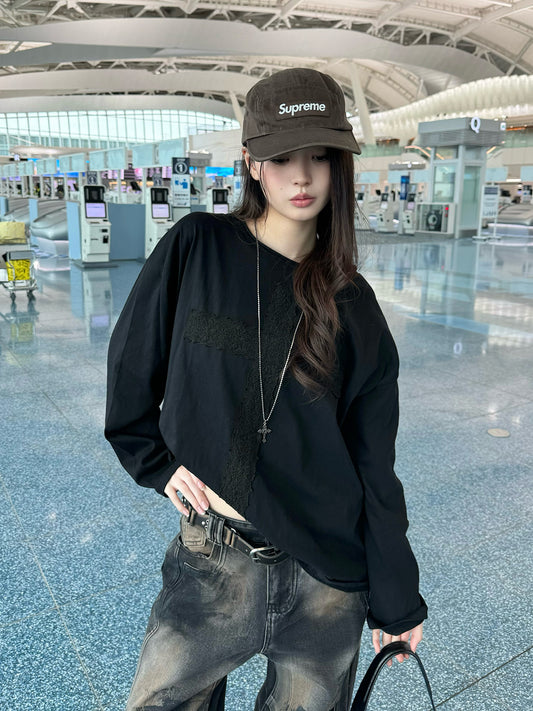 レースクロスロングスリーブTシャツ