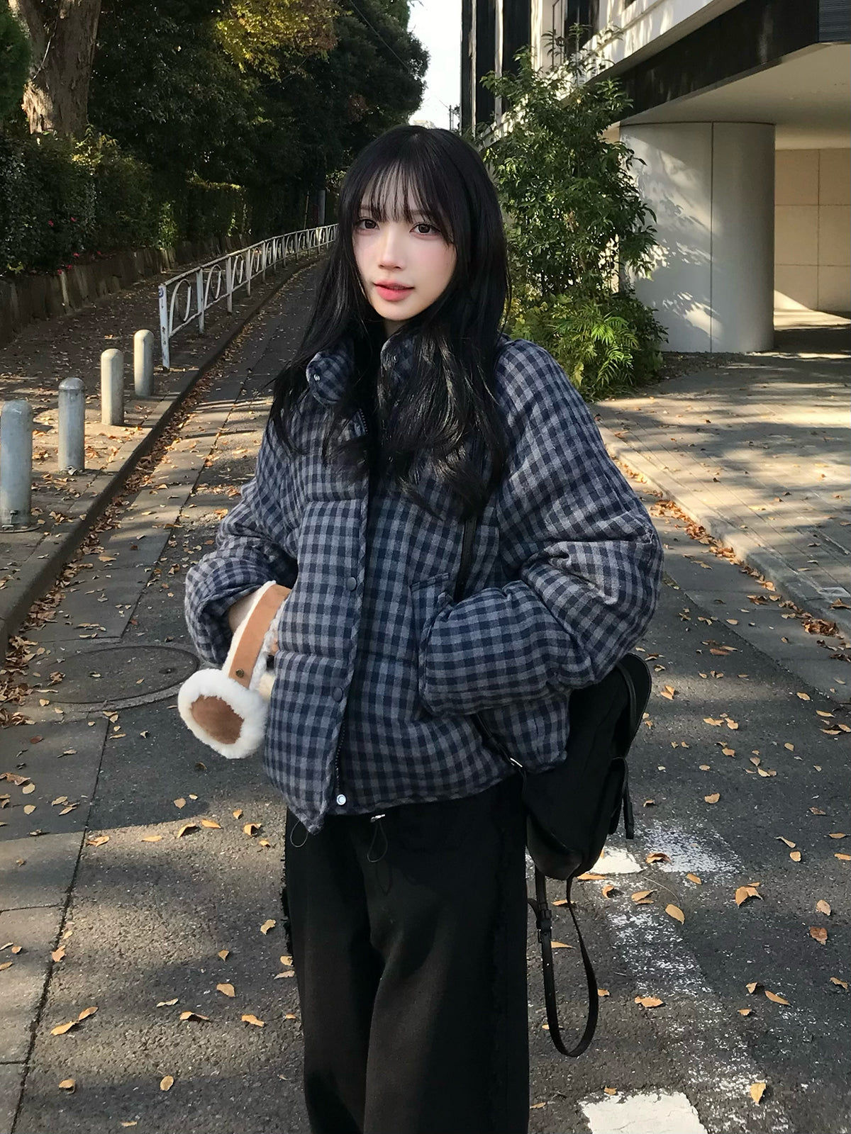 チェックパデッドボリュームブルゾン