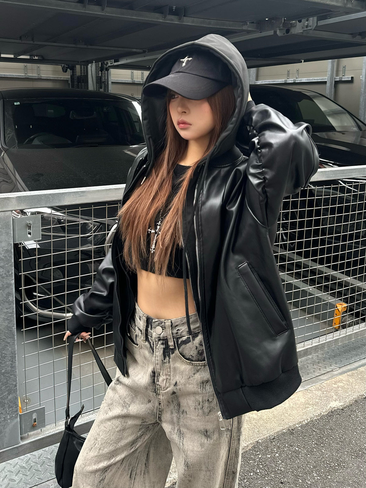 フーディージップレザータッチジャケット – ANDOR ONLINE