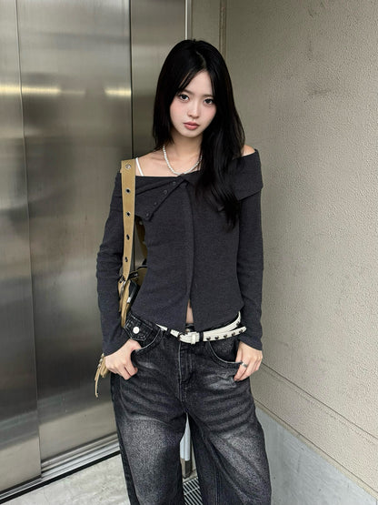 ソフトフリースオフショルカットソー