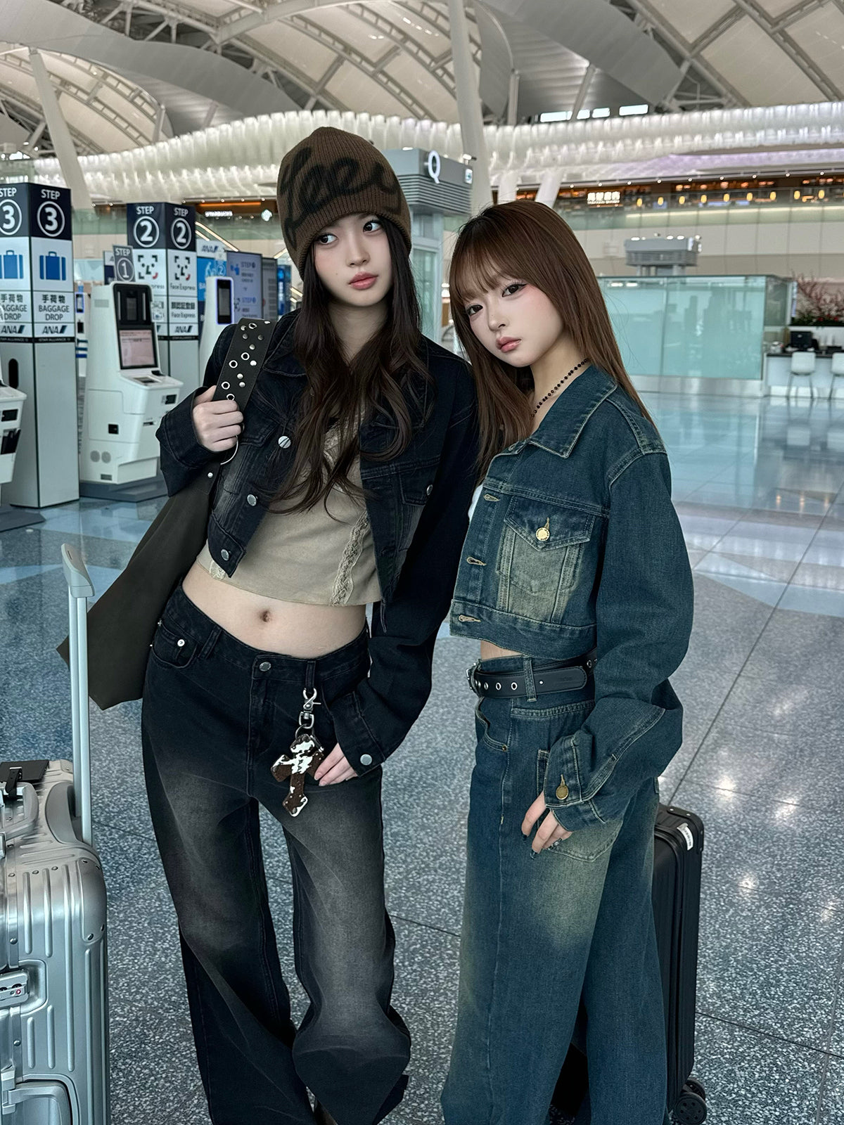 Cropped jacket denim set