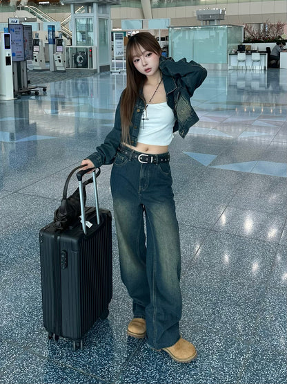 Cropped jacket denim set