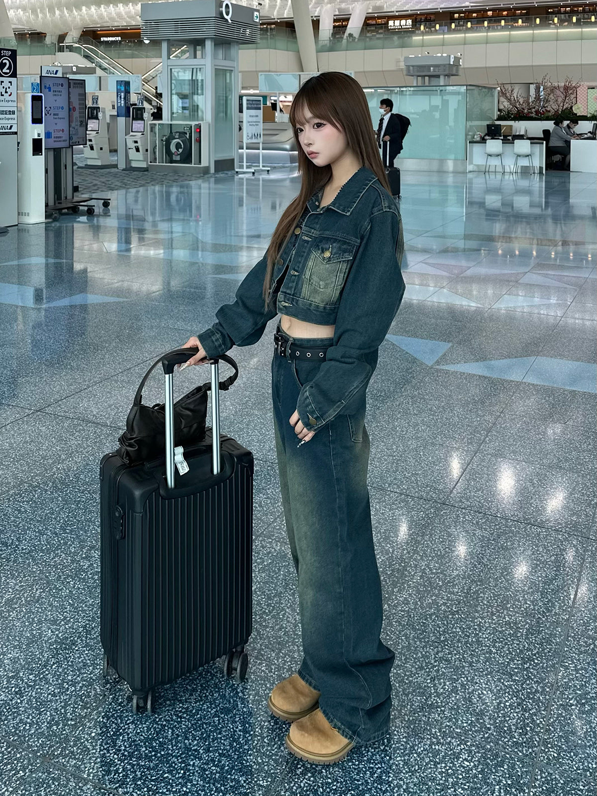 Cropped jacket denim set