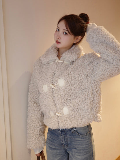 Poodle fur touch duffle coat