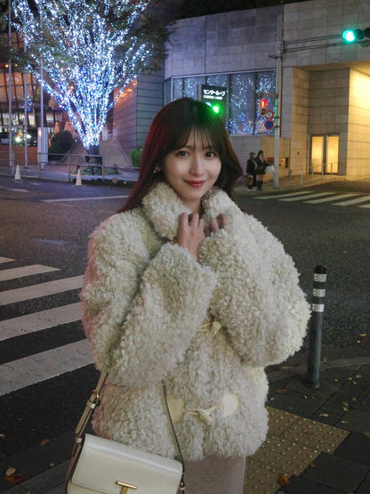 Poodle fur touch duffle coat