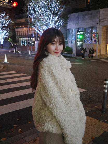 Poodle fur touch duffle coat