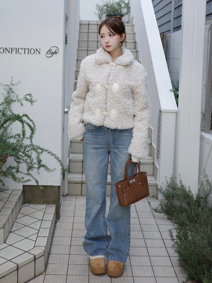 Poodle fur touch duffle coat