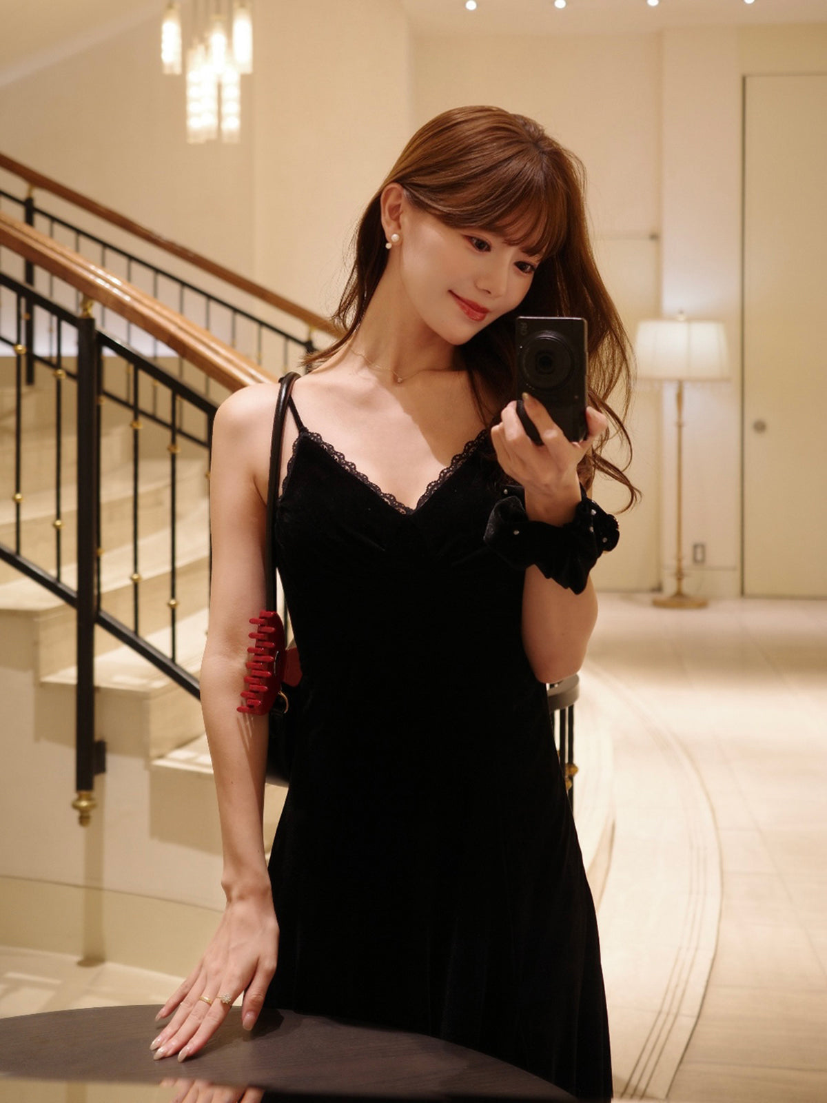 レースベロアキャミロングワンピース