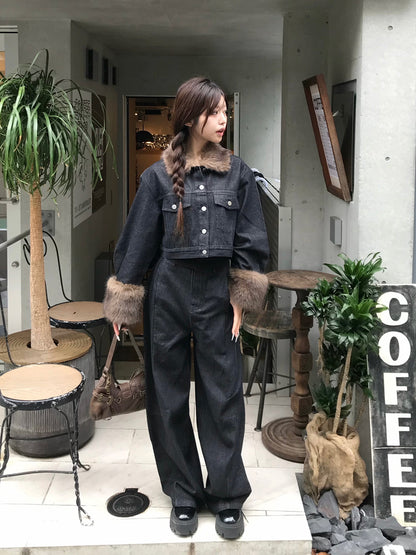 ファータッチジャケットデニムセットアップ