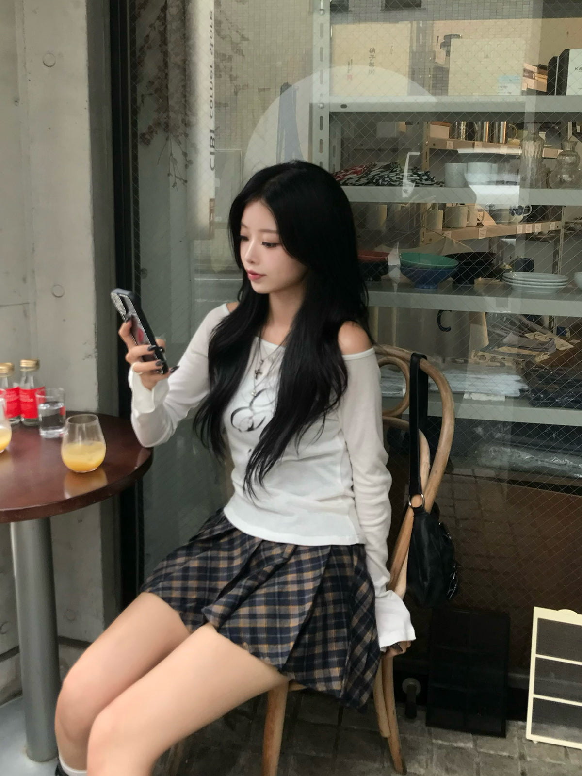 レトロチェックプリーツミニスカパン