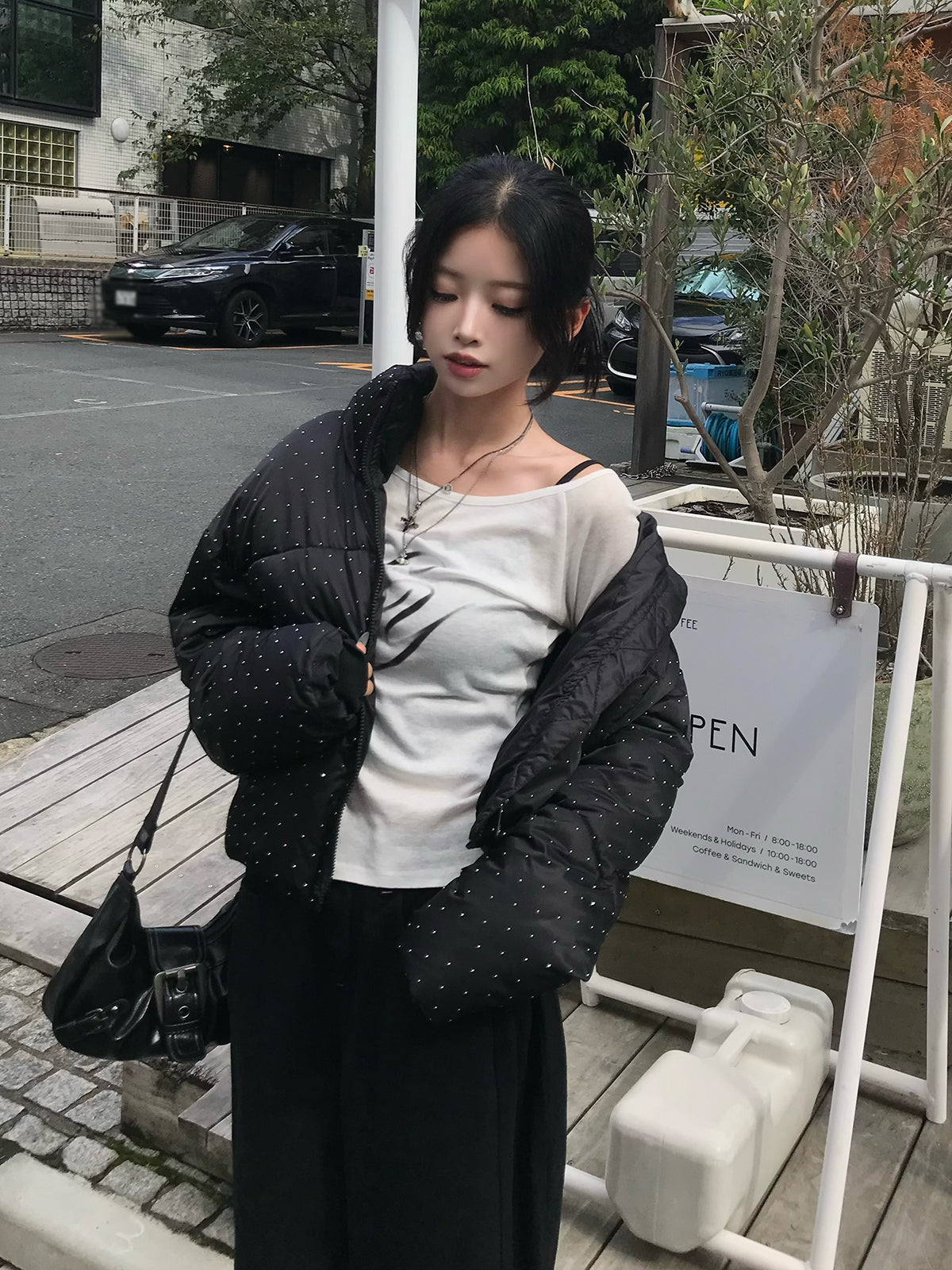 ラインストーンパデッドブルゾン