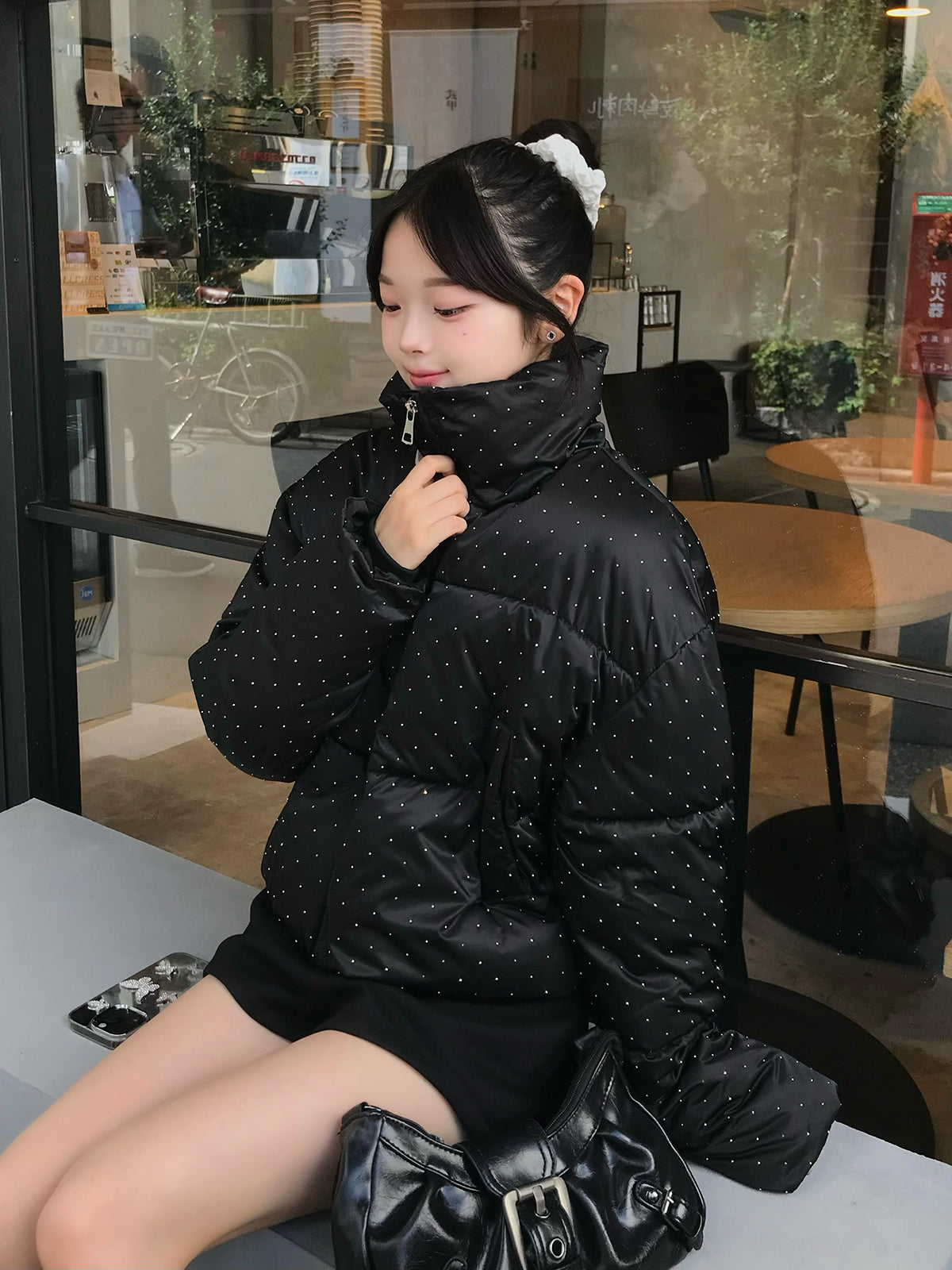 ラインストーンパデッドブルゾン