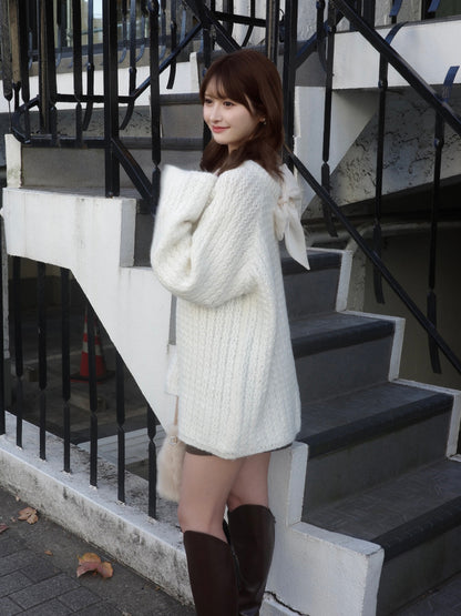 12/11★Size 蕾丝蝴蝶结宽松亮片针织衫