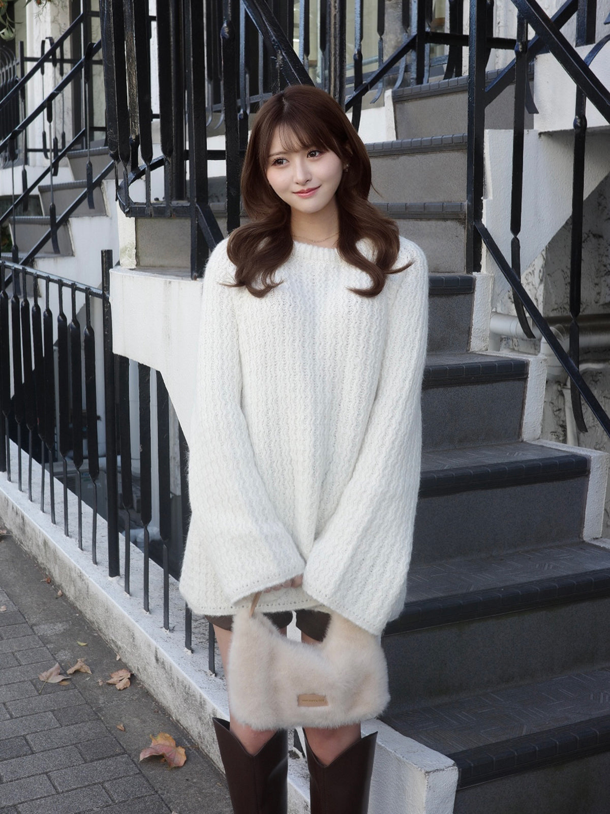 12/11★Size 蕾丝蝴蝶结宽松亮片针织衫