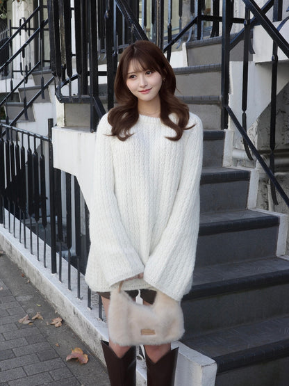 12/11★Size 蕾丝蝴蝶结宽松亮片针织衫