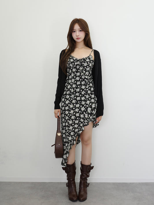 アシメフラワーキャミワンピセット